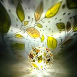 Hand Painted Autumn Leaves Glass Tealight Candle Holder With Stand - thumbnail 4
