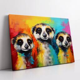 Colorful Meerkats Animal Abstract Oil Painting Paint Splatter Wall Art Framed Canvas Poster Print Home Living Room Decor Fun Meerkat Gift - thumbnail 2