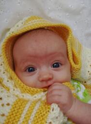 Hand Knit Super Soft Yellow Striped Baby Blanket - thumbnail 2