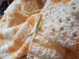 Hand Knit Super Soft Yellow Striped Baby Blanket