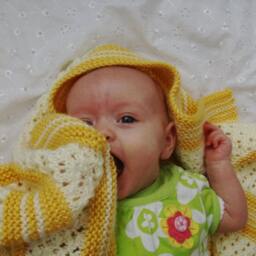 Hand Knit Super Soft Yellow Striped Baby Blanket - thumbnail 3