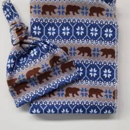 Christmas Swaddle Blanket & Newborn Hat Set. Take Home Bear Photo Prop. Baby Shower Gift. Winter Baby Set - thumbnail 2