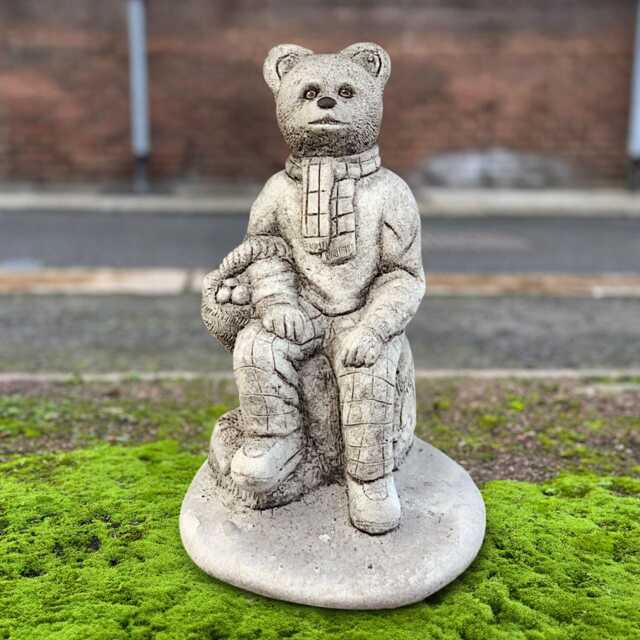 Concrete Bear Sculpture Stone Teddy Figurine Outdoor Animal Decoration Sitting Ornament Wildlife Statue Teddy Lover Gift - image 1