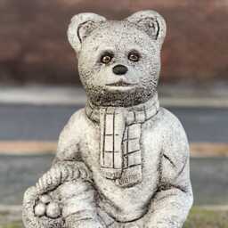 Concrete Bear Sculpture Stone Teddy Figurine Outdoor Animal Decoration Sitting Ornament Wildlife Statue Teddy Lover Gift - thumbnail 3