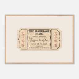 Wedding Gifts For The Couple Anniversary Gift Elegant Framed Wall Art The Marriage Club Personalized Print Unique Husband & Wife Customised - thumbnail 3