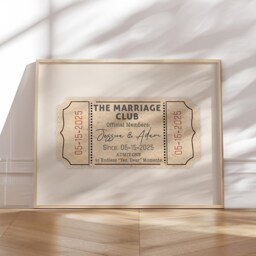 Wedding Gifts For The Couple Anniversary Gift Elegant Framed Wall Art The Marriage Club Personalized Print Unique Husband & Wife Customised - thumbnail 2