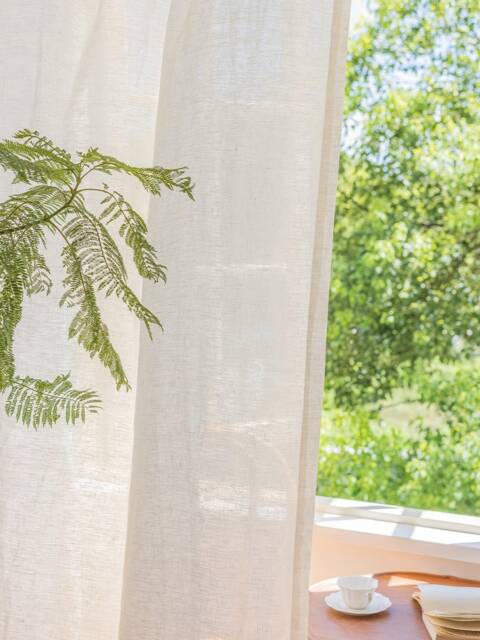 Rhodri 100% Linen Curtain, Natural Custom Curtain Panel, Sheer Livingroom Door Extra Long 1Pc - image 1