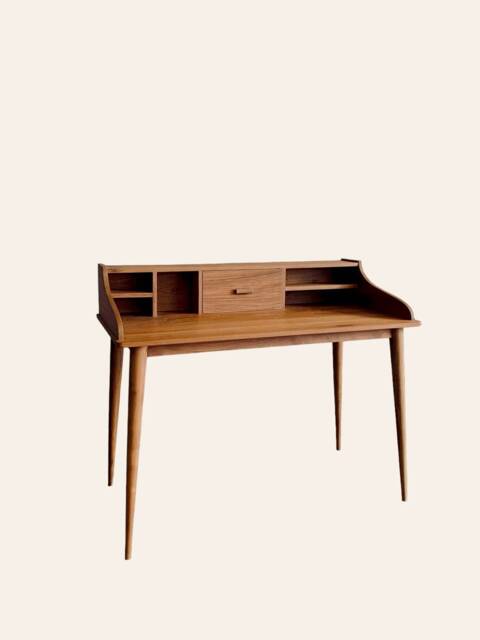 Midcentury Raised Top Study Table, Desk Handcrafted in Solid Teak India - image 1