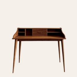 Midcentury Raised Top Study Table, Desk Handcrafted in Solid Teak India - thumbnail 2