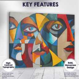 Colourful Cubist Faces Modern Abstract Portrait Canvas Wall Art Print Decor Picture Ready To Hang - thumbnail 1