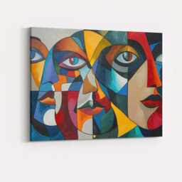 Colourful Cubist Faces Modern Abstract Portrait Canvas Wall Art Print Decor Picture Ready To Hang - thumbnail 4