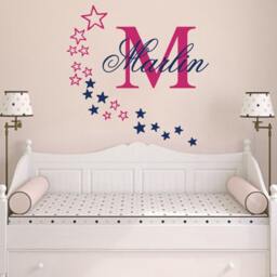 Wall Decals Custom Personalized Name Decal Star Initial Monogram Girl Vinyl Sticker Bedroom Nursery Baby Room Children Home Decor Ms633 - thumbnail 1