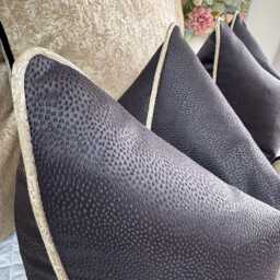Black Gold Piped Cushion Cover, Designer Luxury Pillow Livingroom Or Bedroom Home Accessories, & Decor Blean - thumbnail 3