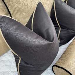 Black Gold Piped Cushion Cover, Designer Luxury Pillow Livingroom Or Bedroom Home Accessories, & Decor Blean - thumbnail 4