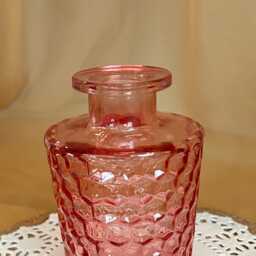 Pink Embossed Glass Bud Vases Vintage-Inspired - thumbnail 3