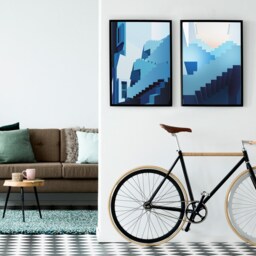Muralla Roja Art Print Set - Spain Bofill Modern Architecture Graphic Illustration Abstract Minimalist Blue Gallery Wall - thumbnail 2