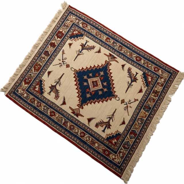 Hand Knotted Oushak Wool Rug Beige Turkish Vintage Style - image 1