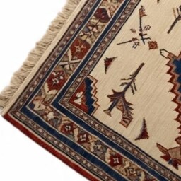 Hand Knotted Oushak Wool Rug Beige Turkish Vintage Style - thumbnail 2