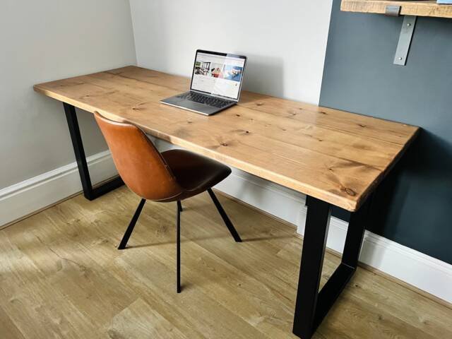 Handmade Wooden Desk With Integrated Shelving - Custom Sizes & Finishes Rustic Home Office Furniture Free UK Delivery - image 1