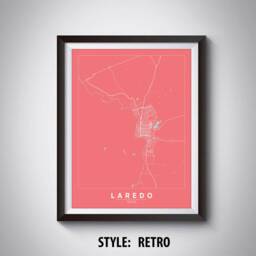 Laredo Texas Map Art Print Vintage Style Office Decor - thumbnail 4