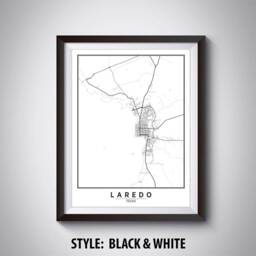 Laredo Texas Map Art Print Vintage Style Office Decor - thumbnail 2