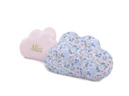 Personalized Cloud Cushion Embroidered in Betsy Denim Liberty Print - thumbnail 1