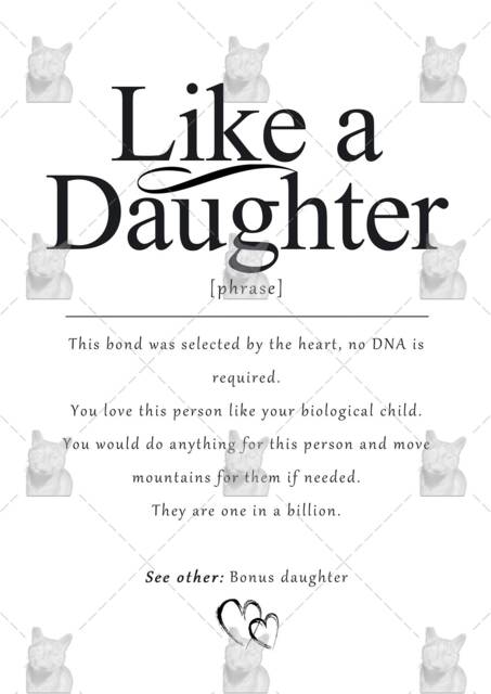 Like A Daughter Definition Art Print, Gift For Bonus Daughter, Stepdaughter, in Law Wedding Gift, Adopted - image 1
