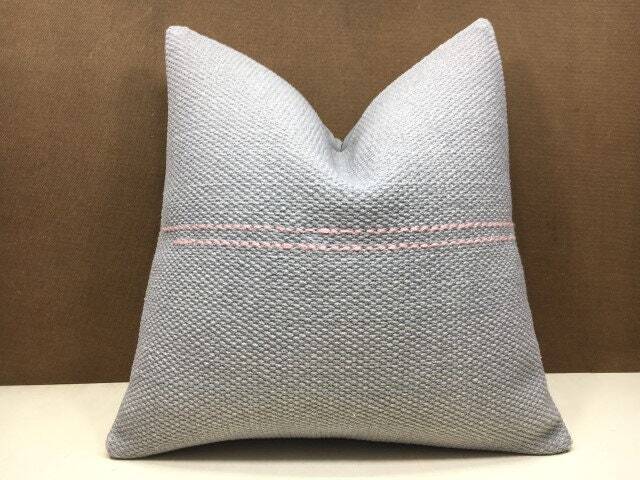 Handwoven Turkish Kilim Pillow Cover, 20x20, Linen Back - image 1