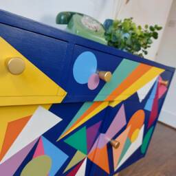 Made To Order, Bespoke Hand Painted Geometric Design, Mid Century Sideboard Credenza, Home Decor, Storage Solution, Retro - thumbnail 4