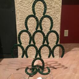 Green Light Up Horseshoe Christmas Tree - Lucky Decorations Decor Holiday Art - thumbnail 4