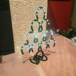Green Light Up Horseshoe Christmas Tree - Lucky Decorations Decor Holiday Art - thumbnail 3