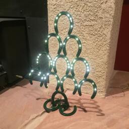 Green Light Up Horseshoe Christmas Tree - Lucky Decorations Decor Holiday Art - thumbnail 2