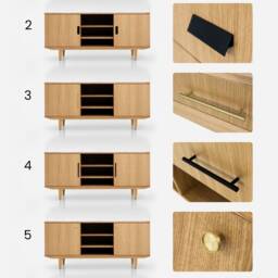 Mid-Century Sideboard, Dresser, Commode, Credenza Made Of Oak Vaneer - Livlo D-S14 - thumbnail 3
