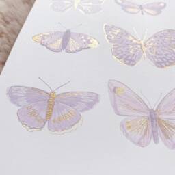 Lilac Butterfly Gold Foil Art Print Pastel Purple Illustration - thumbnail 2