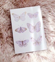 Lilac Butterfly Gold Foil Art Print Pastel Purple Illustration - thumbnail 1