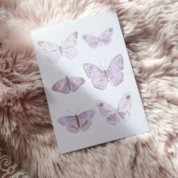 Lilac Butterfly Gold Foil Art Print Pastel Purple Illustration - thumbnail 3