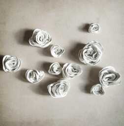 Handmade Small Loose Clay Whimsical Botanical Wall Sculpture 3D Decor Rose Flowers - thumbnail 1