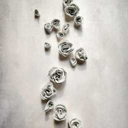 Handmade Small Loose Clay Whimsical Botanical Wall Sculpture 3D Decor Rose Flowers - thumbnail 3