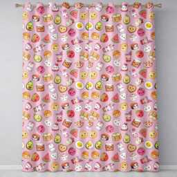 Kawaii Food Collection Sushi Fruit Drinks Soft Pink Cute Seamless Pattern Readymade Eyelet Ring Top Thermal 100% Blackout Curtains - thumbnail 2