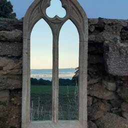 stunning Double Light Gothic Garden Mirror - thumbnail 2