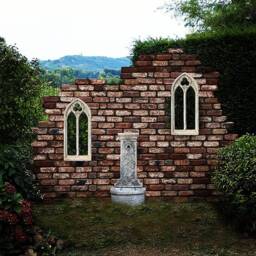stunning Double Light Gothic Garden Mirror - thumbnail 4