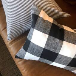 Black & White Buffalo Check Pillow Cover, Cotton Plaid - thumbnail 1