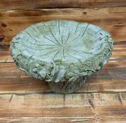 Stone Garden Tree Trunk Log Style Leaf Detailed Bird Bath Statue Ornament - thumbnail 2