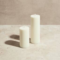 Large Ribbed Pillar Candle - Soy Wax Hand Poured Apothecary Home Decor Wedding Candles Gift - thumbnail 3