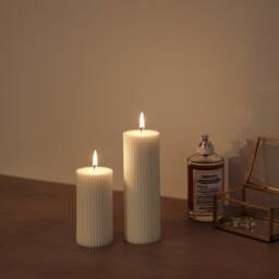 Large Ribbed Pillar Candle - Soy Wax Hand Poured Apothecary Home Decor Wedding Candles Gift - thumbnail 4