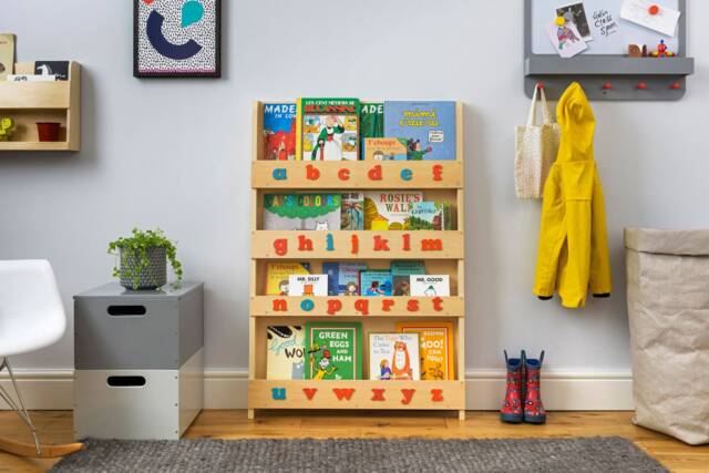 The Original Montessori Children's Bookcase, Wooden Kids Book Shelf, 3D Alphabet, Front Facing Bookshelf, Water Lacquer Finish - image 1