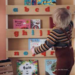 The Original Montessori Children's Bookcase, Wooden Kids Book Shelf, 3D Alphabet, Front Facing Bookshelf, Water Lacquer Finish - thumbnail 2
