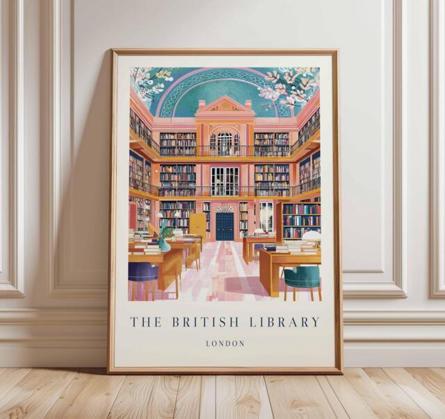 British Library Travel Poster London Landmark Art Print - image 1