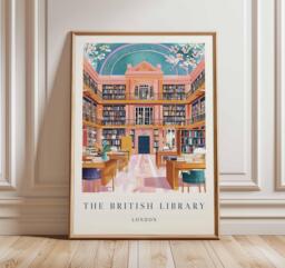 British Library Travel Poster London Landmark Art Print - thumbnail 1