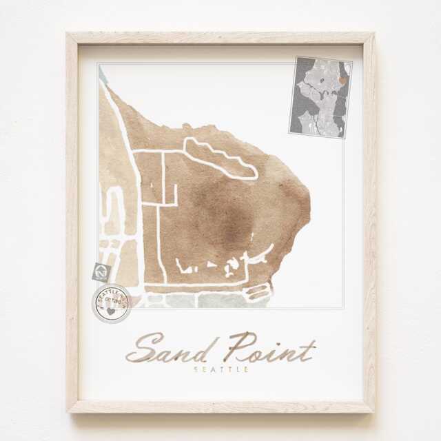 Sand Point East Seattle Neighborhood Map Watercolor Print Washington City Block Plan - Art Print Wall Local Realtor Gift Magnuson Park - image 1